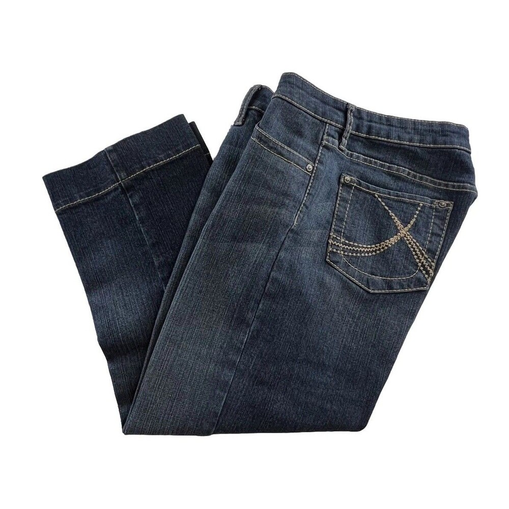Common Genes Womens Size 6 Dark Wash Wide Leg Stretch  Denim Jean Capris